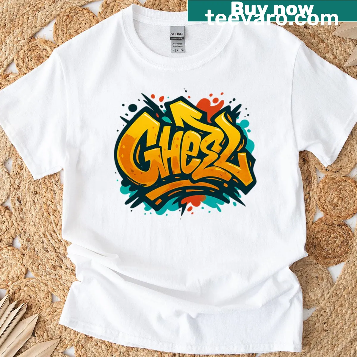 Graffiti-style tag number one on a T-shirt — on a men's t-shirt