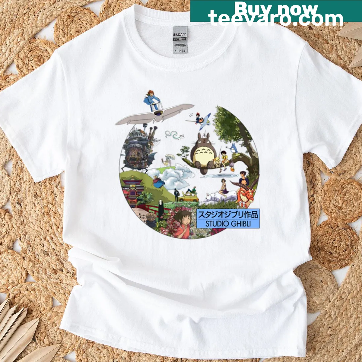 Illustration of anime characters in a spirited design on a T-shirt — on a men's t-shirt