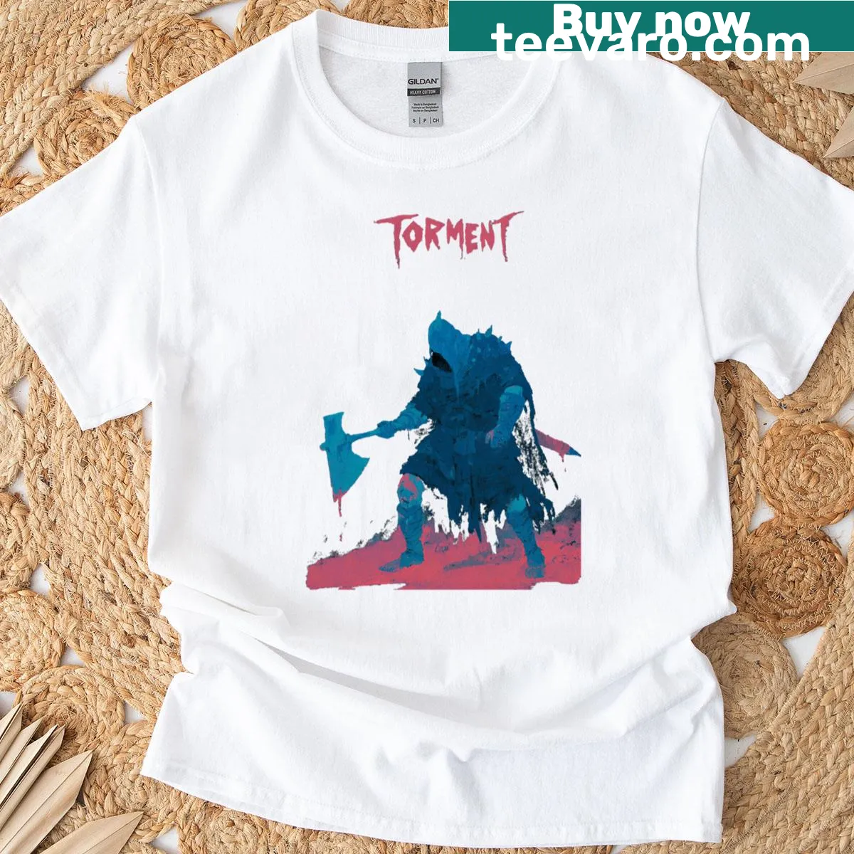 Vintage distressed t-shirt featuring a spooky gravedigger graphic — on a men's t-shirt