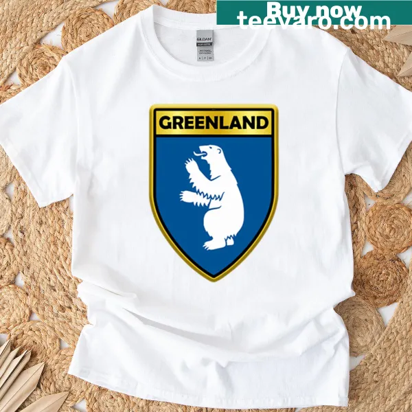Illustrative t-shirt featuring Greenland gifts and stickers