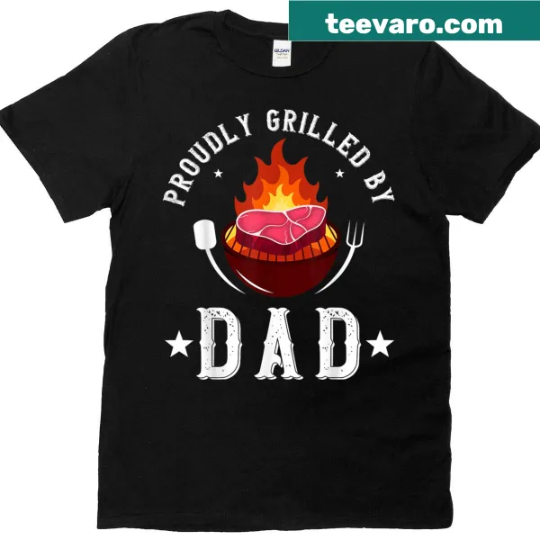 Vintage style BBQ t-shirt with 'Grilled By Dad' text
