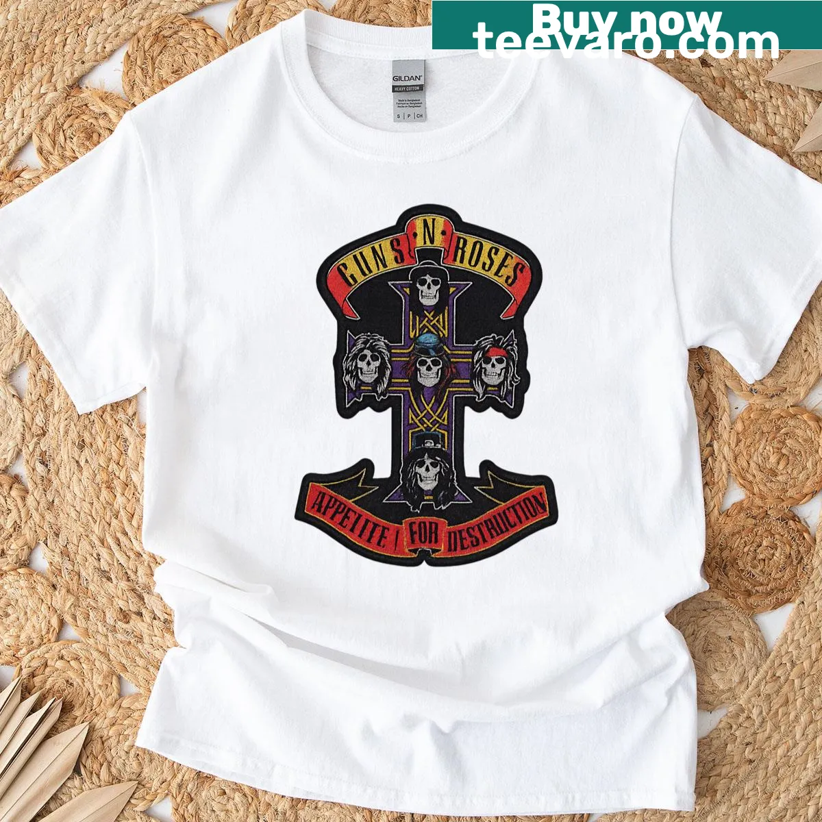 Skull cross design inspired by Guns N Roses — on a men's t-shirt