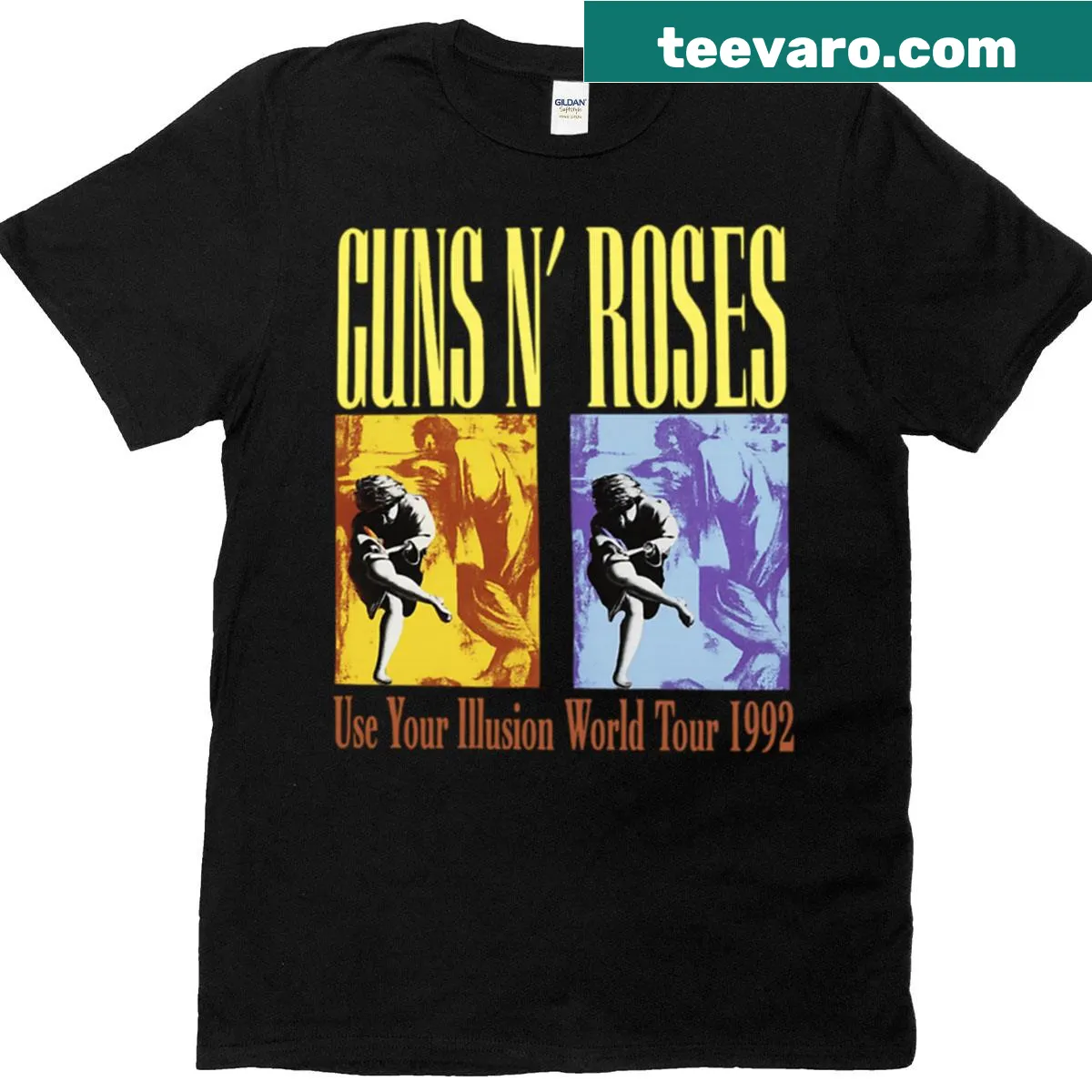 Vintage Guns N Roses World Tour 1992 T-shirt — on a men's t-shirt
