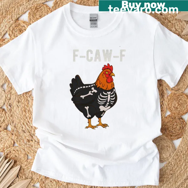 Funny chicken pun design featuring the phrase 'F-caw-f' for Halloween