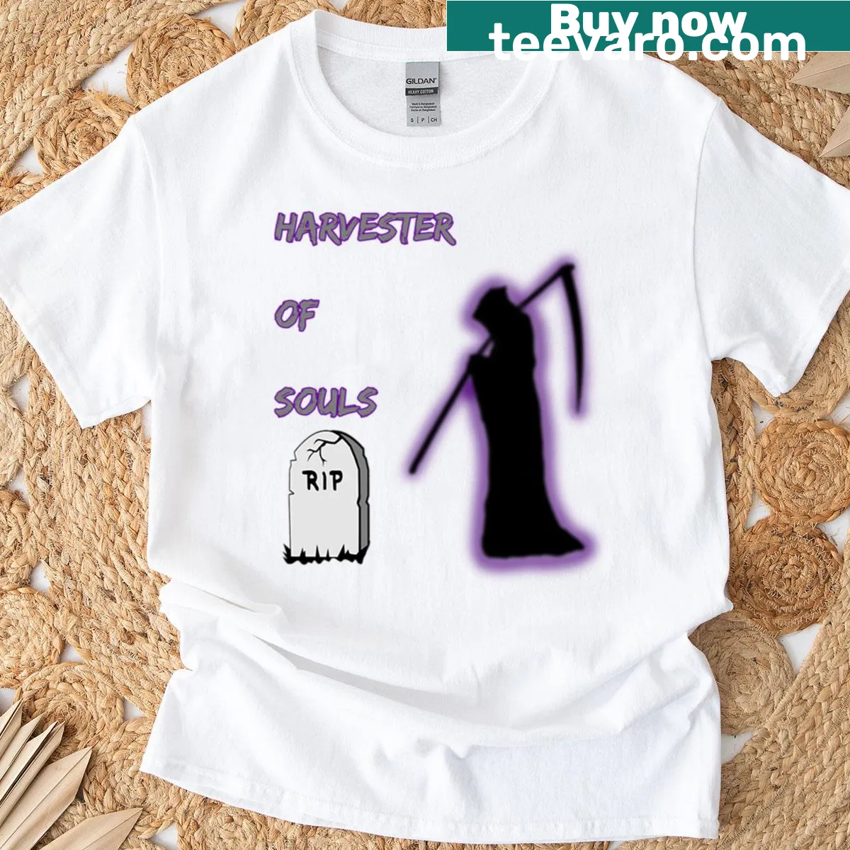 Harvester of Souls T-shirt with haunting graphic — on a men's t-shirt