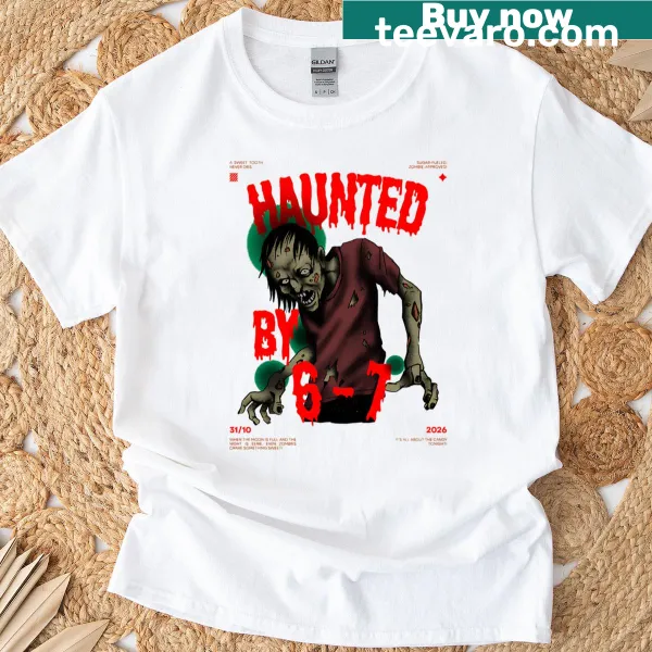 Haunted T-shirt featuring a chilling graphic design.