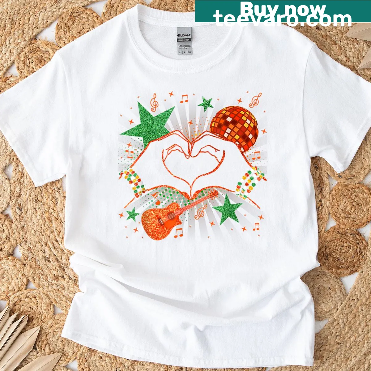 Retro T-shirt with heart hands design for Taylor fans — on a men's t-shirt