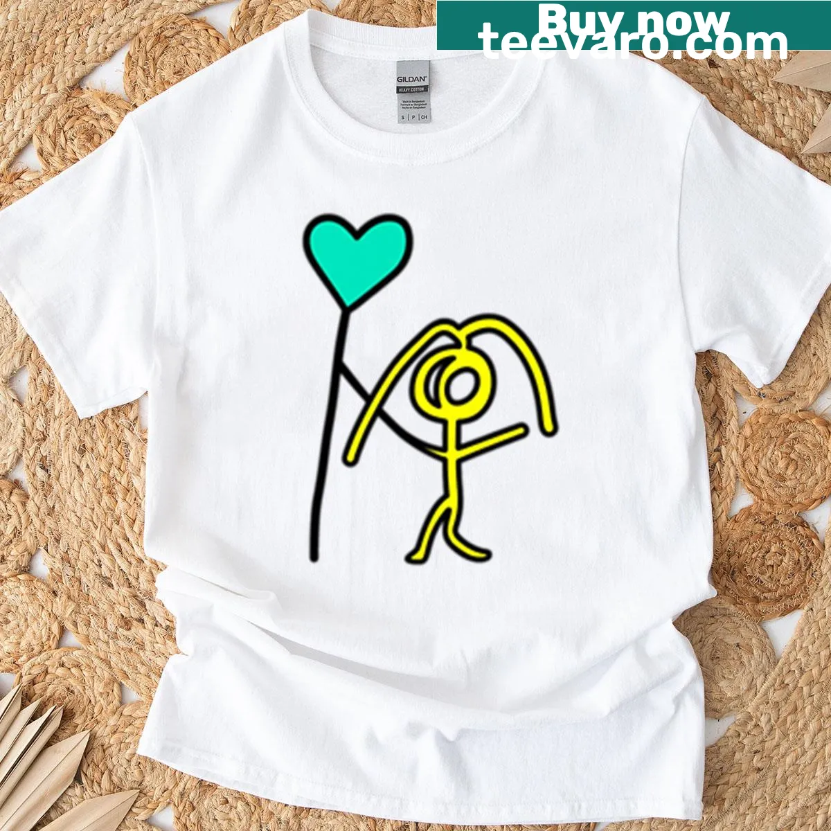 Artwork T-shirt featuring a heart-shaped balloon design by Clara — on a men's t-shirt
