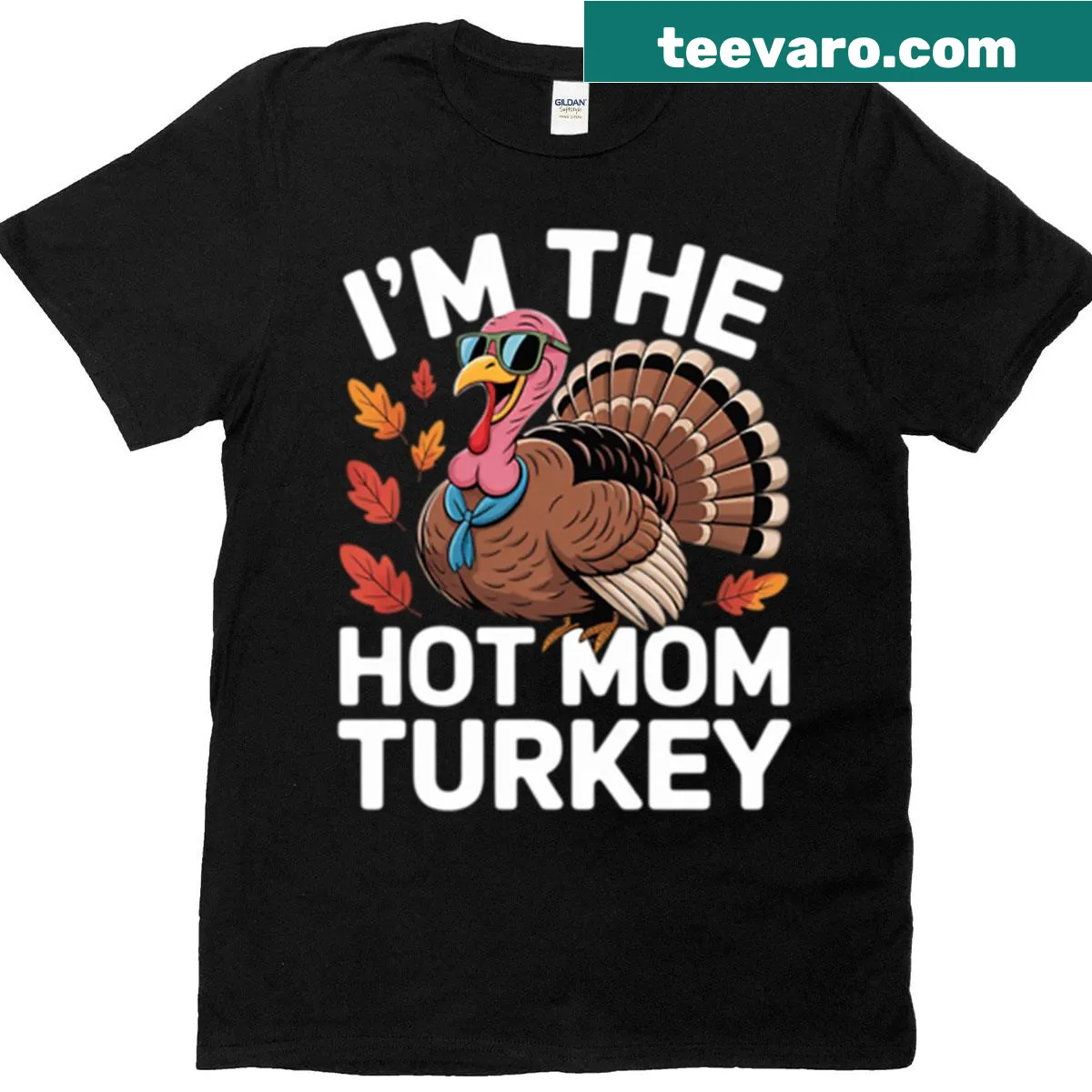 Thanksgiving T-shirt with a cartoon turkey design for moms — on a men's t-shirt