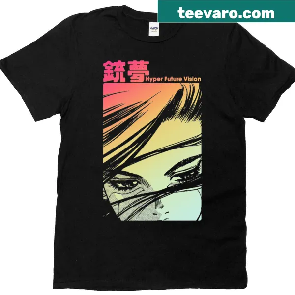 Futuristic graphic T-shirt inspired by Gunnm anime