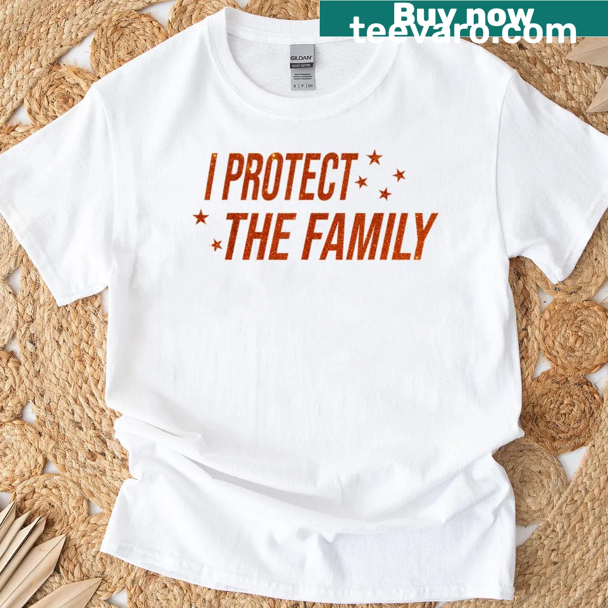 T-shirt with a meaningful phrase about family protection — on a men's t-shirt