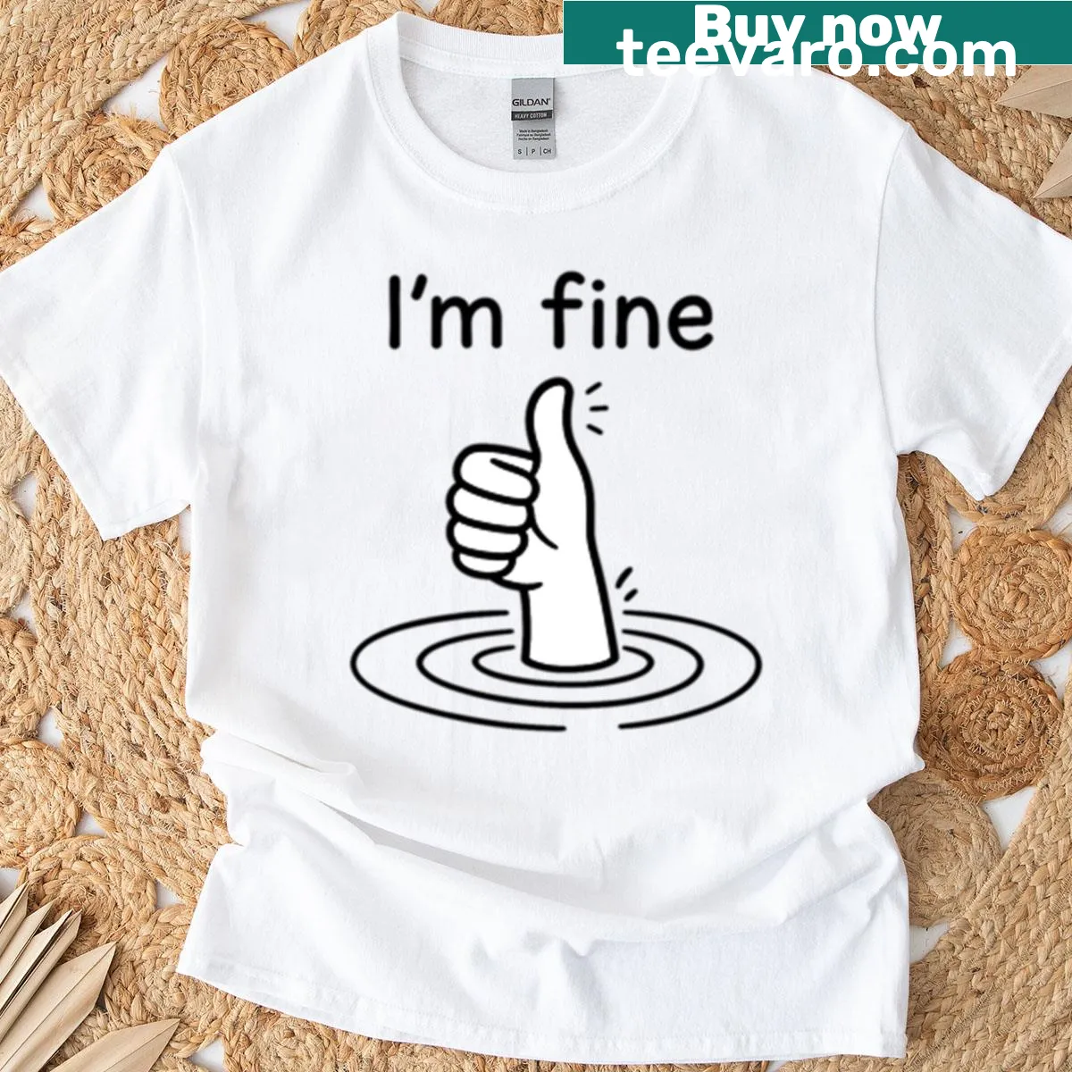 Minimalist t-shirt with line art featuring an ironic message about chaos — on a men's t-shirt