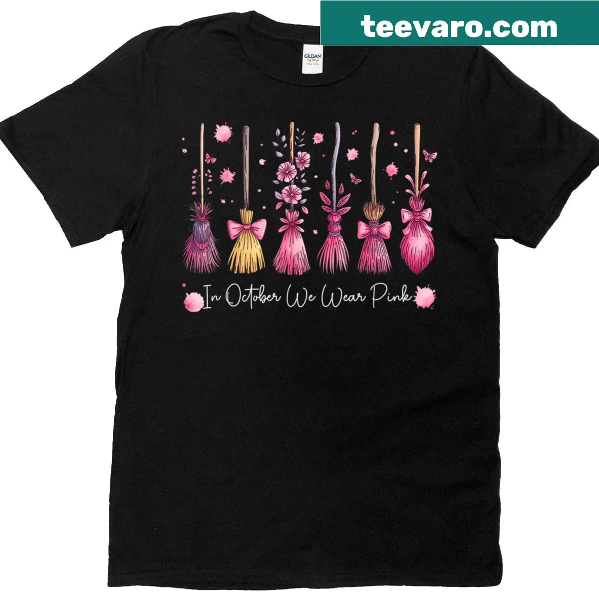 In October We Wear Pink t-shirt for breast cancer awareness — on a men's t-shirt