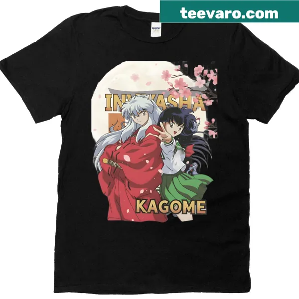 Vintage-style Inuyasha and Kagome T-shirt with concert poster design