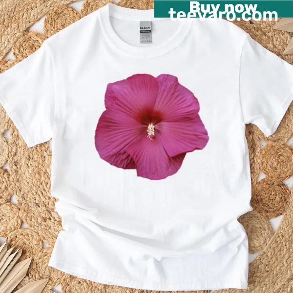 T-shirt featuring an isolated red hibiscus design