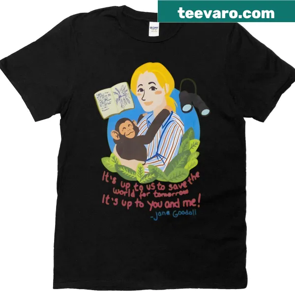 Typography design about Jane Goodall and chimpanzees on T-shirt