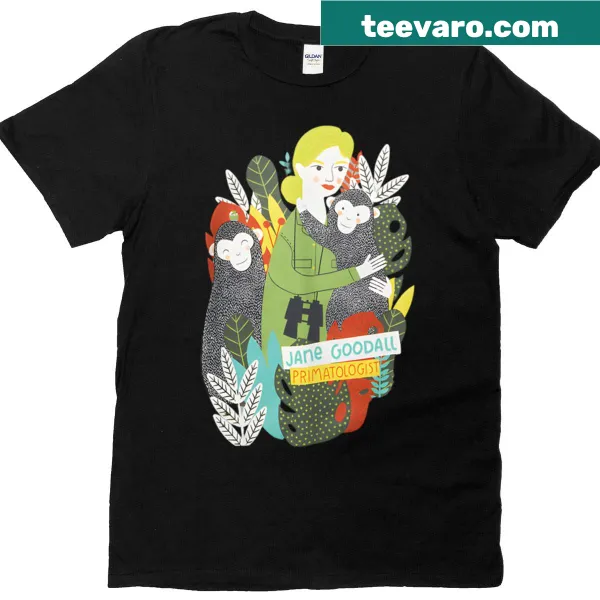 T-shirt honoring Jane Goodall with her name in a bold design