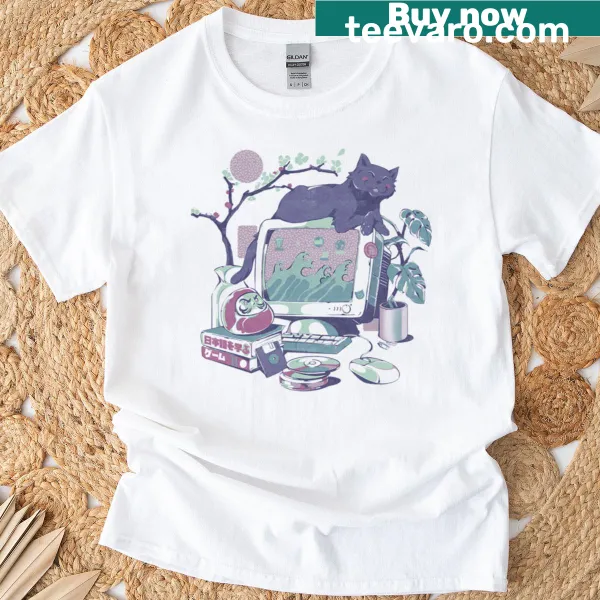 Stylized Japanese desktop illustration T-shirt design