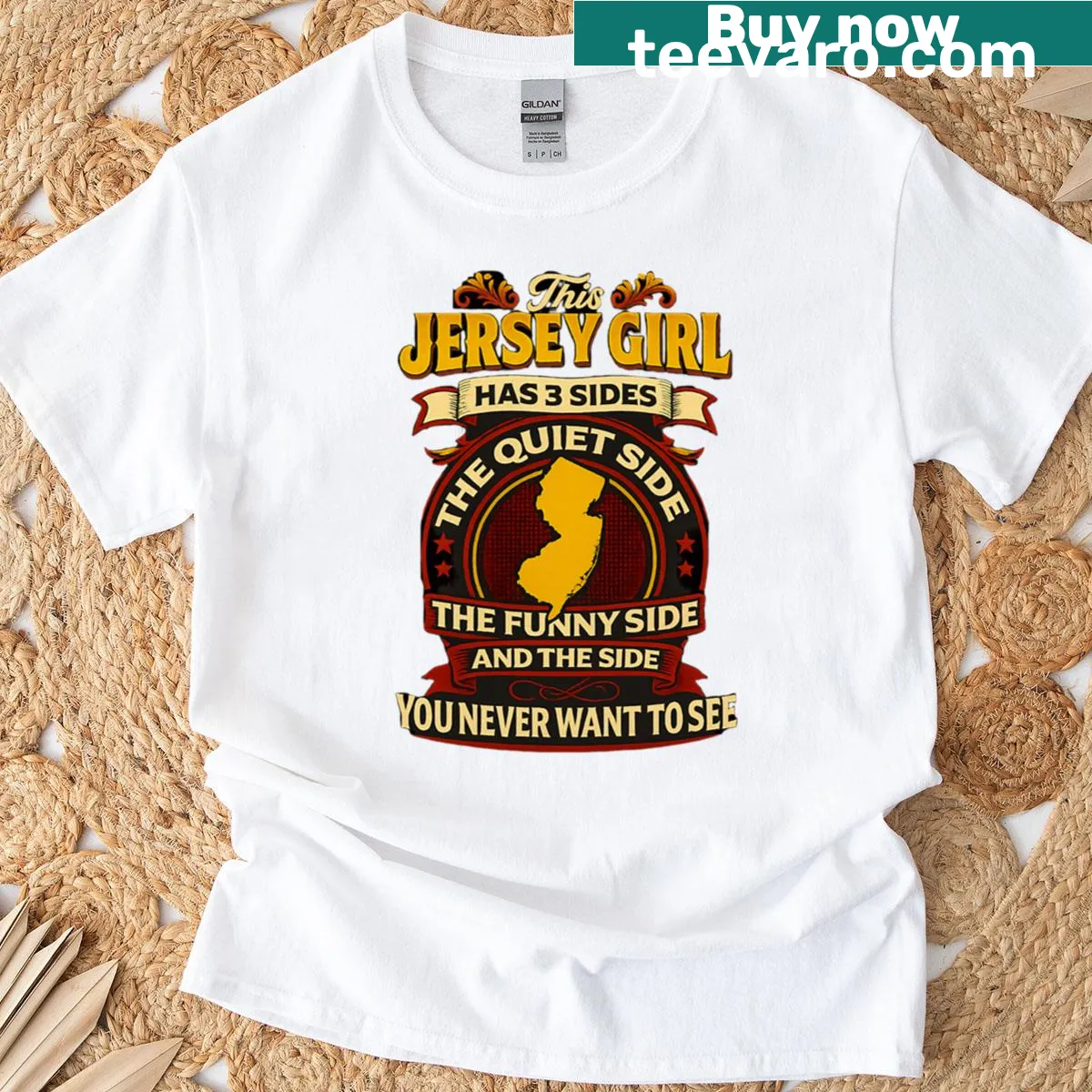 Playful T-shirt for Jersey girls highlighting their unique sides — on a men's t-shirt