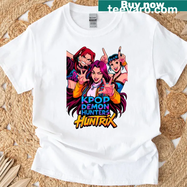 K-pop themed t-shirt with demon hunters artwork