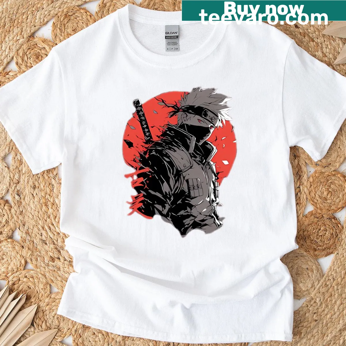 Illustration of Kakashi Hatake, the Copy Ninja, on a t-shirt — on a men's t-shirt