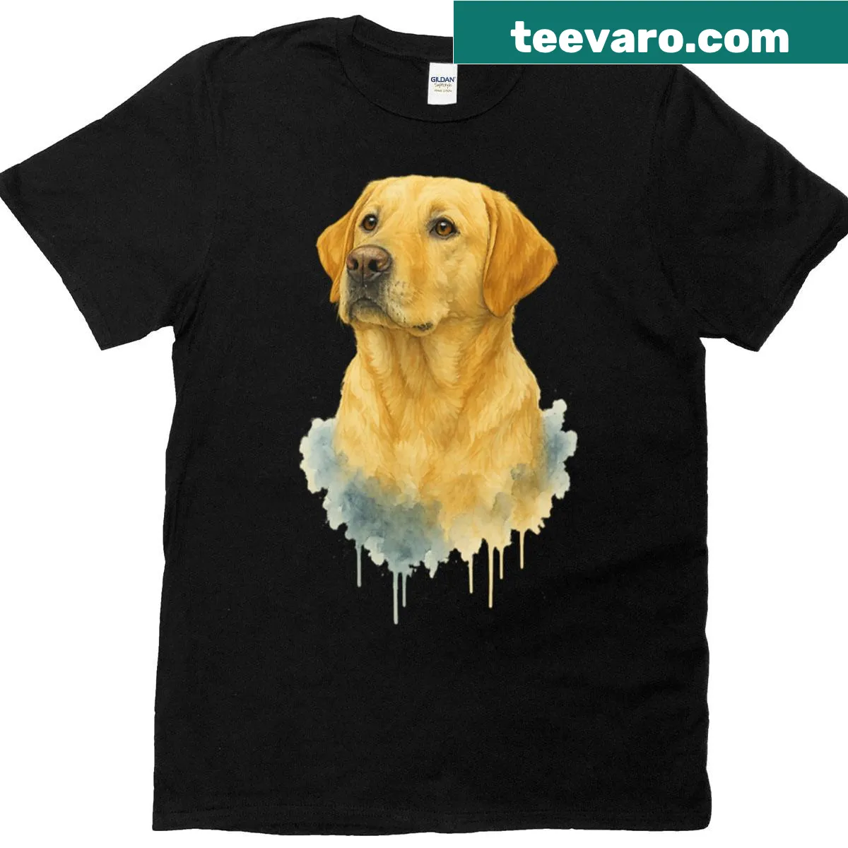 Watercolor portrait of a Labrador Retriever on a T-shirt — on a men's t-shirt