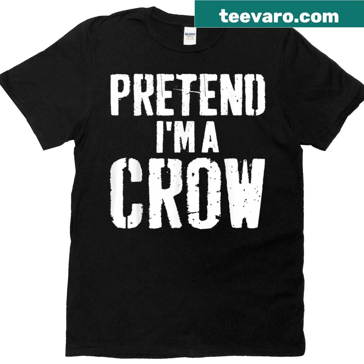 Halloween-themed T-shirt with crow graphic — on a men's t-shirt