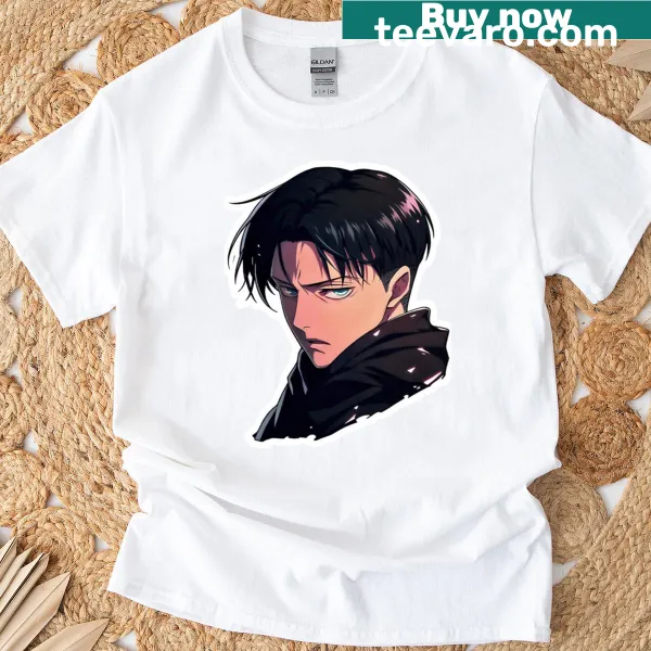 Levi Ackerman t-shirt featuring bold dark aesthetic design