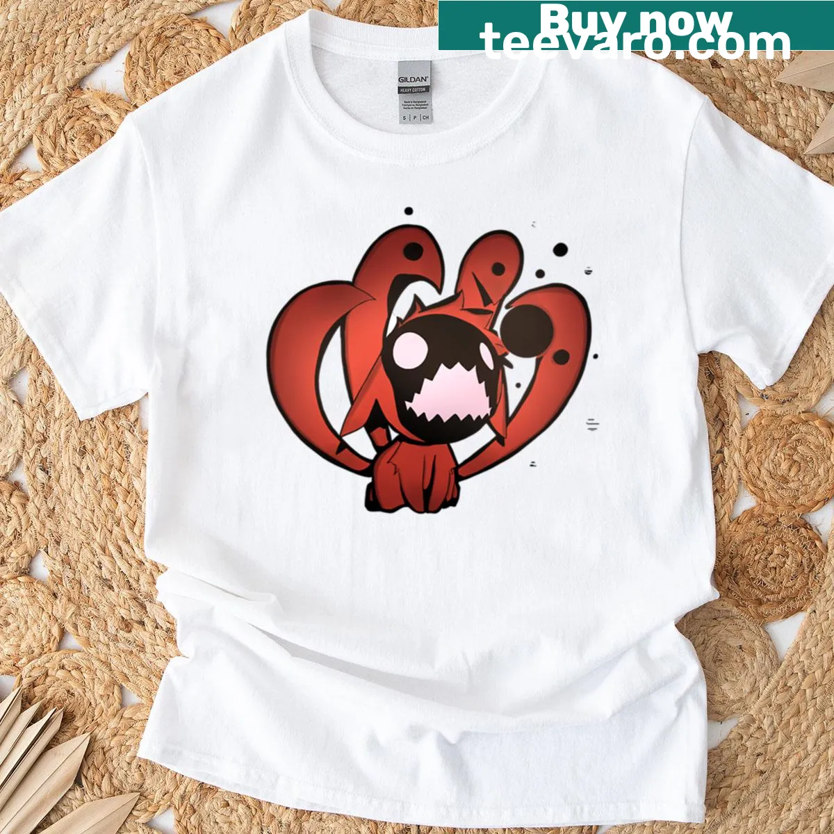 Minimalist graphic of Little Kurama on a T-shirt. — on a men's t-shirt