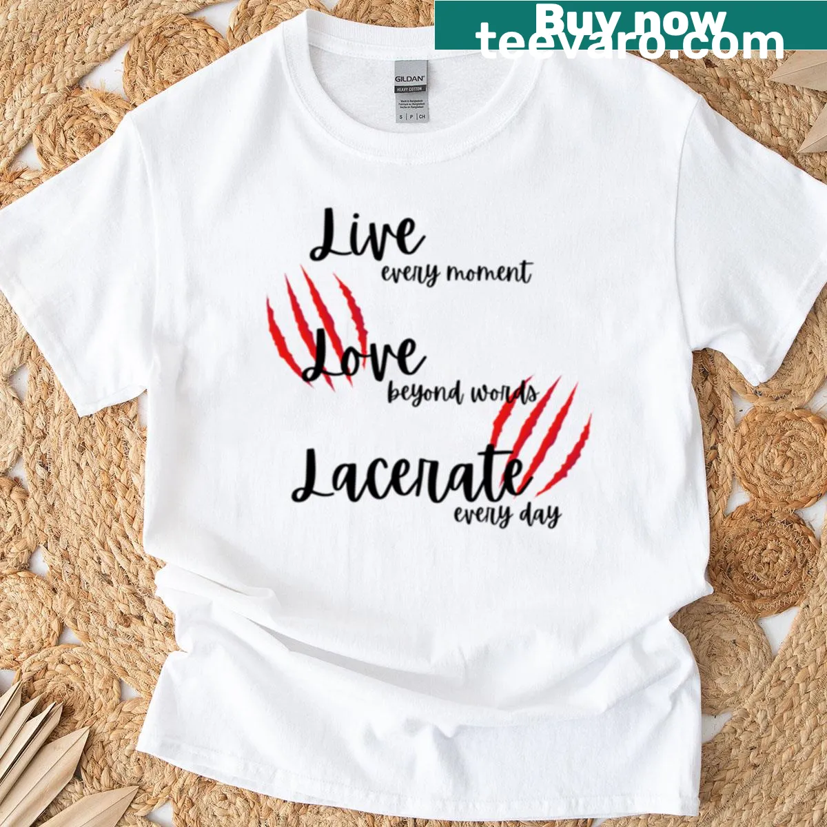 Bold typography on an edgy t-shirt — on a men's t-shirt