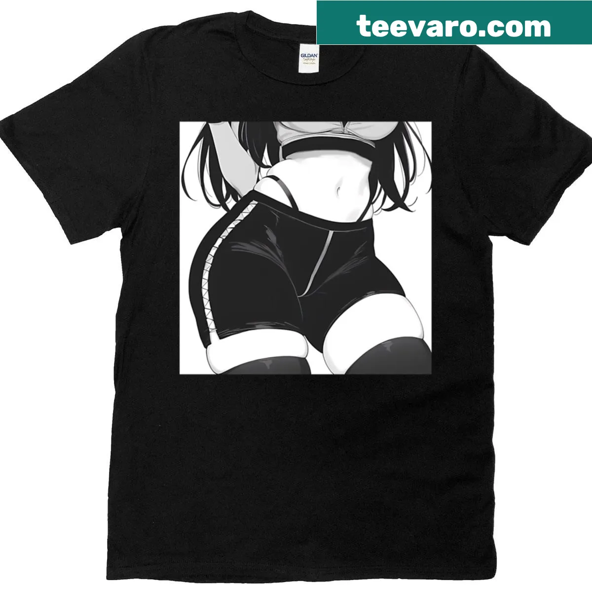 Anime girl graphic T-shirt with a playful and inviting design — on a men's t-shirt
