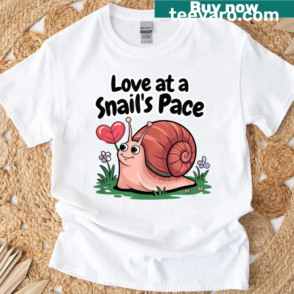 Snail and forest-themed illustration on T-shirt — on a men's t-shirt