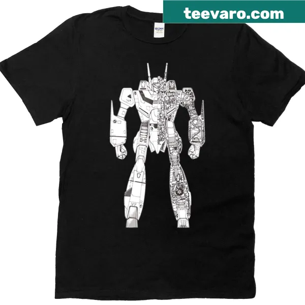 Macross schematics graphic design on a T-shirt
