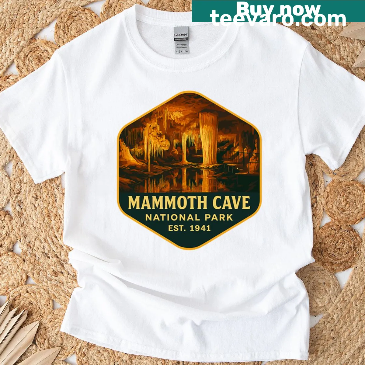 Illustration of Mammoth Cave National Park on a T-shirt — on a men's t-shirt