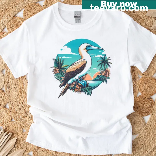 Cartoon T-shirt featuring a Masked Booby bird