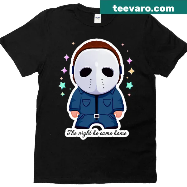 Cute T-shirt featuring a cartoon version of Michael Myers