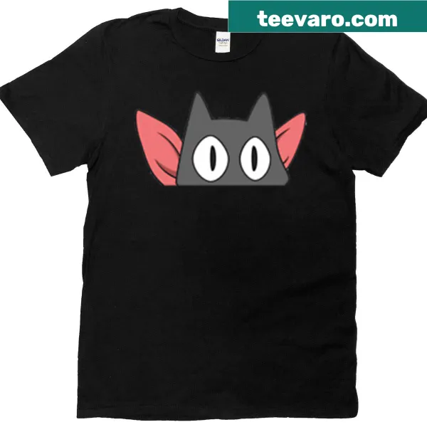 Cartoon cat peeking design t-shirt for cat lovers