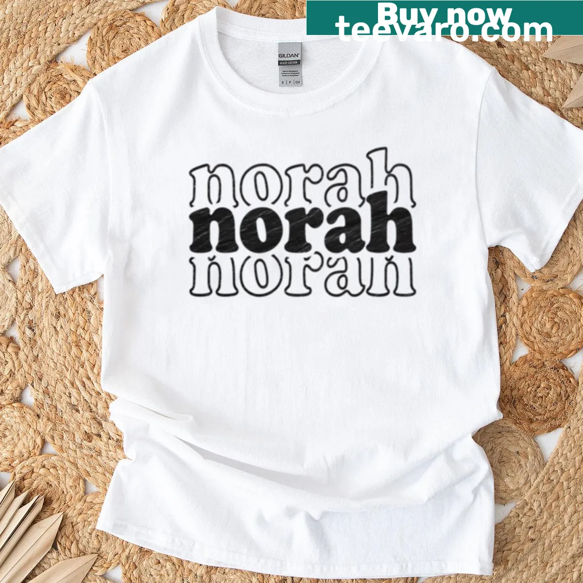 Personalized T-shirt with the name 'Norah' in stylish typography — on a men's t-shirt