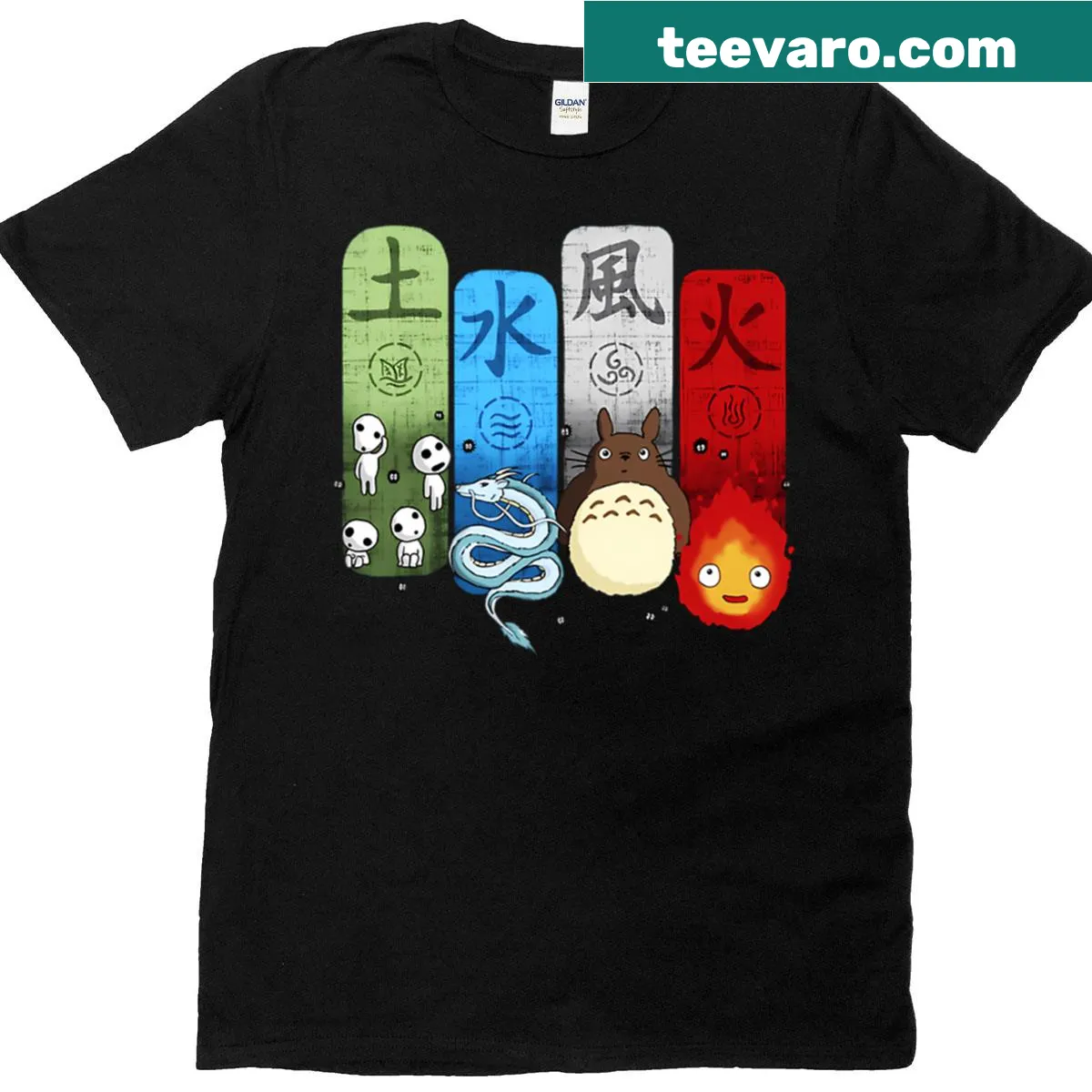 Illustrative t-shirt featuring Totoro from Japanese vintage anime — on a men's t-shirt