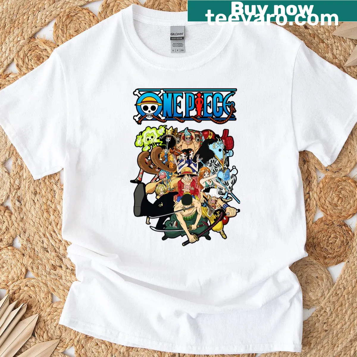Active T-shirt with a fun graphic celebrating the One Piece series — on a men's t-shirt