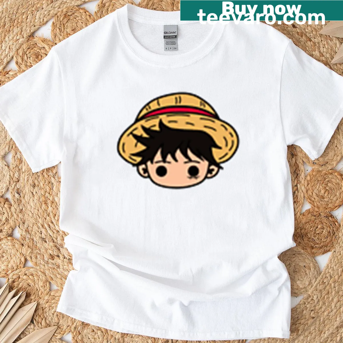 Oversized T-shirt featuring Straw Hat Luffy from One Piece — on a men's t-shirt