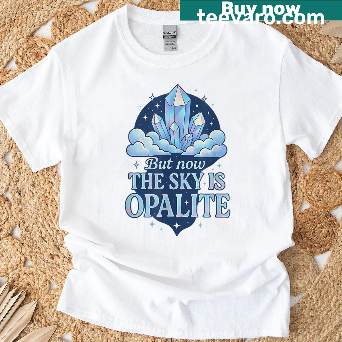 Opalite Crystal T-shirt with a nature-inspired design — on a men's t-shirt