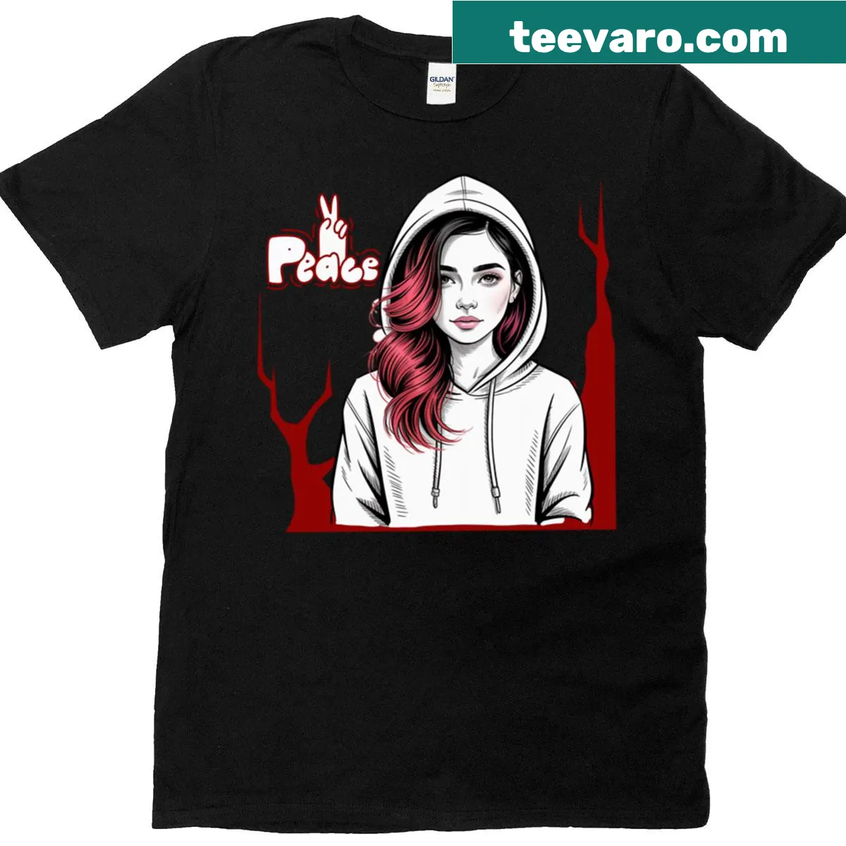 T-shirt featuring a peace sign graphic — on a men's t-shirt