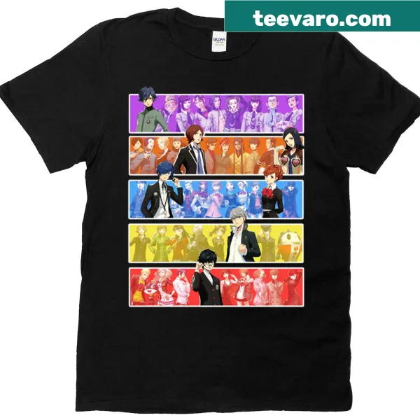 T-shirt featuring illustrations of characters from the Persona series