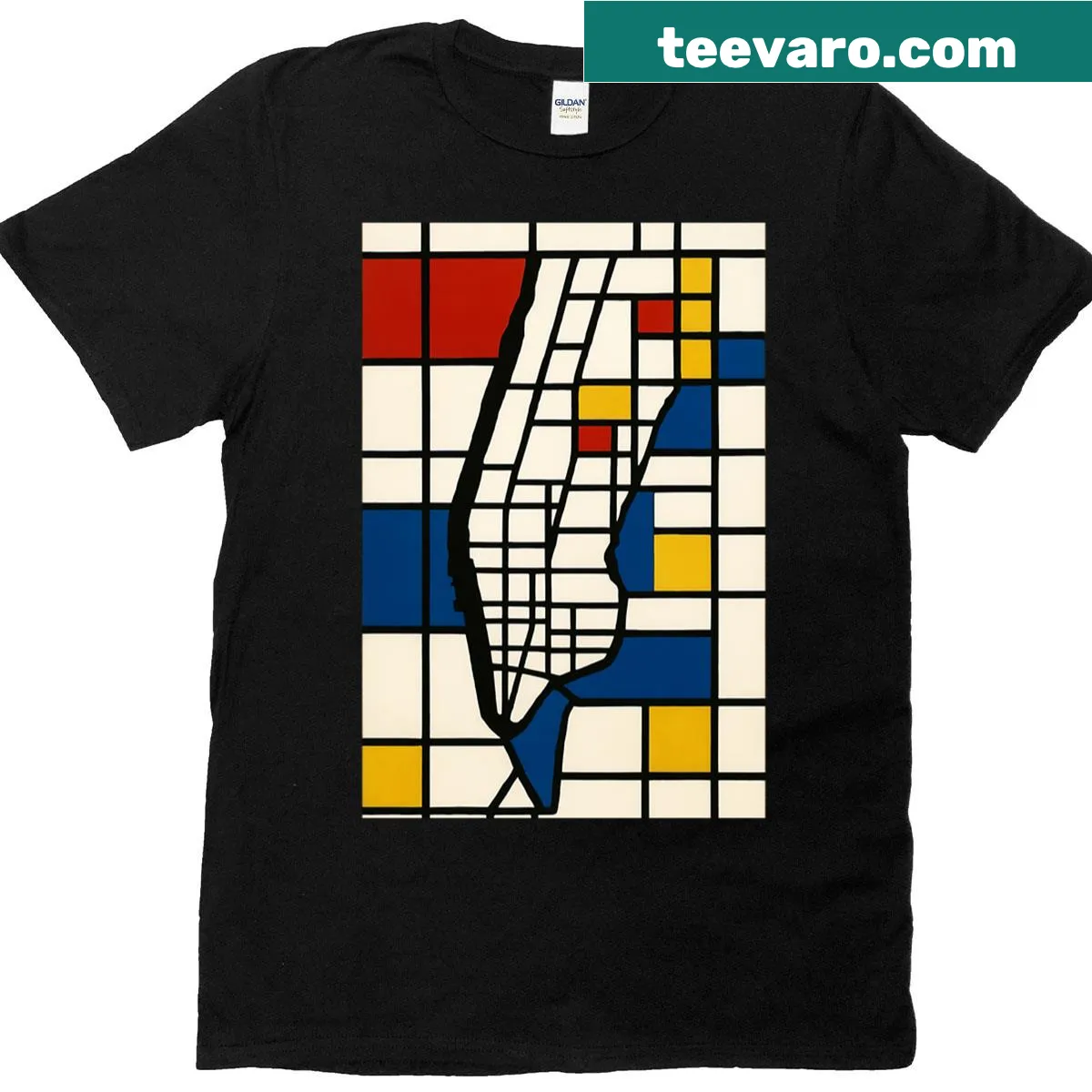Creative typography T-shirt featuring the phrase 'Piets Monhattan' — on a men's t-shirt