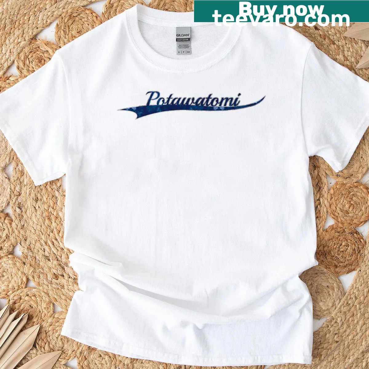 Vintage Potawatomi graphic T-shirt honoring indigenous culture — on a men's t-shirt
