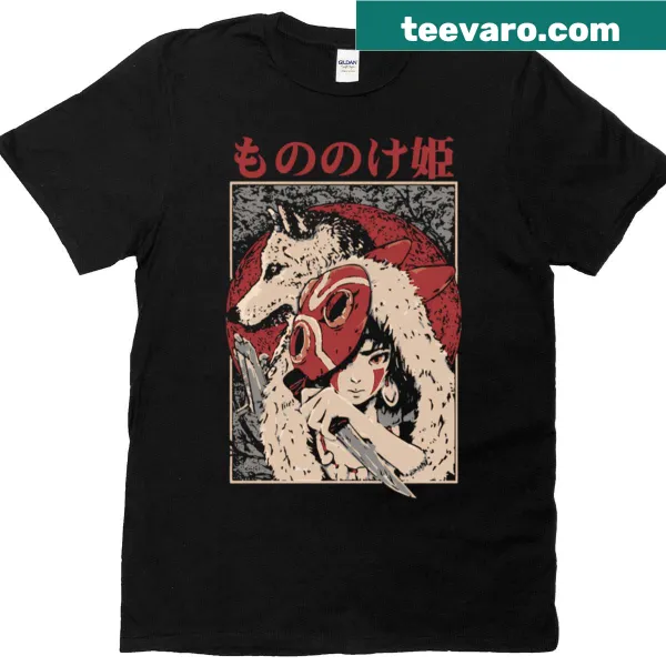 Illustrative Princess Mononoke graphic on a T-shirt