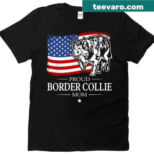 Vintage T-shirt for proud Border Collie moms with American flag design