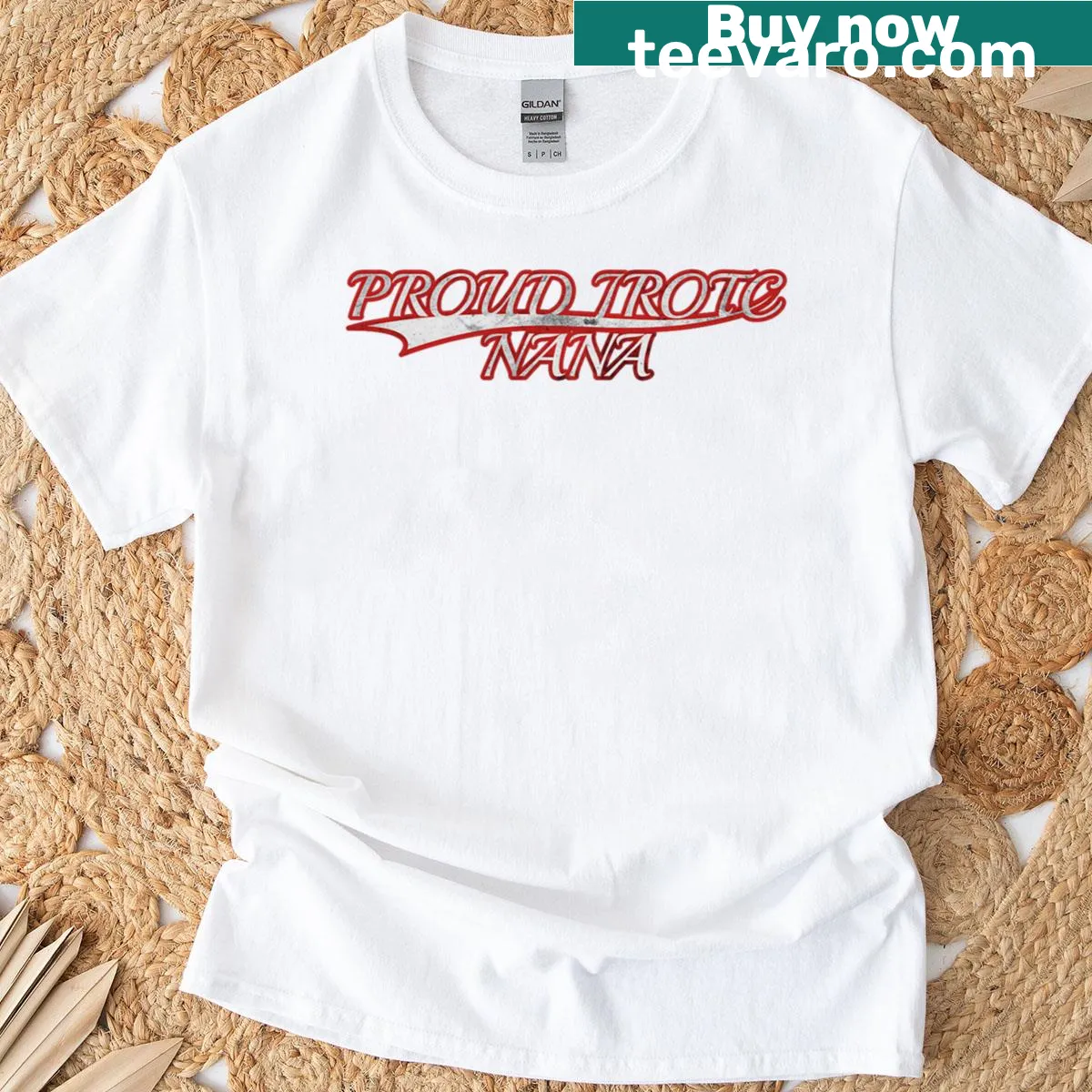 Vintage-style JROTC Nana t-shirt with varsity lettering — on a men's t-shirt