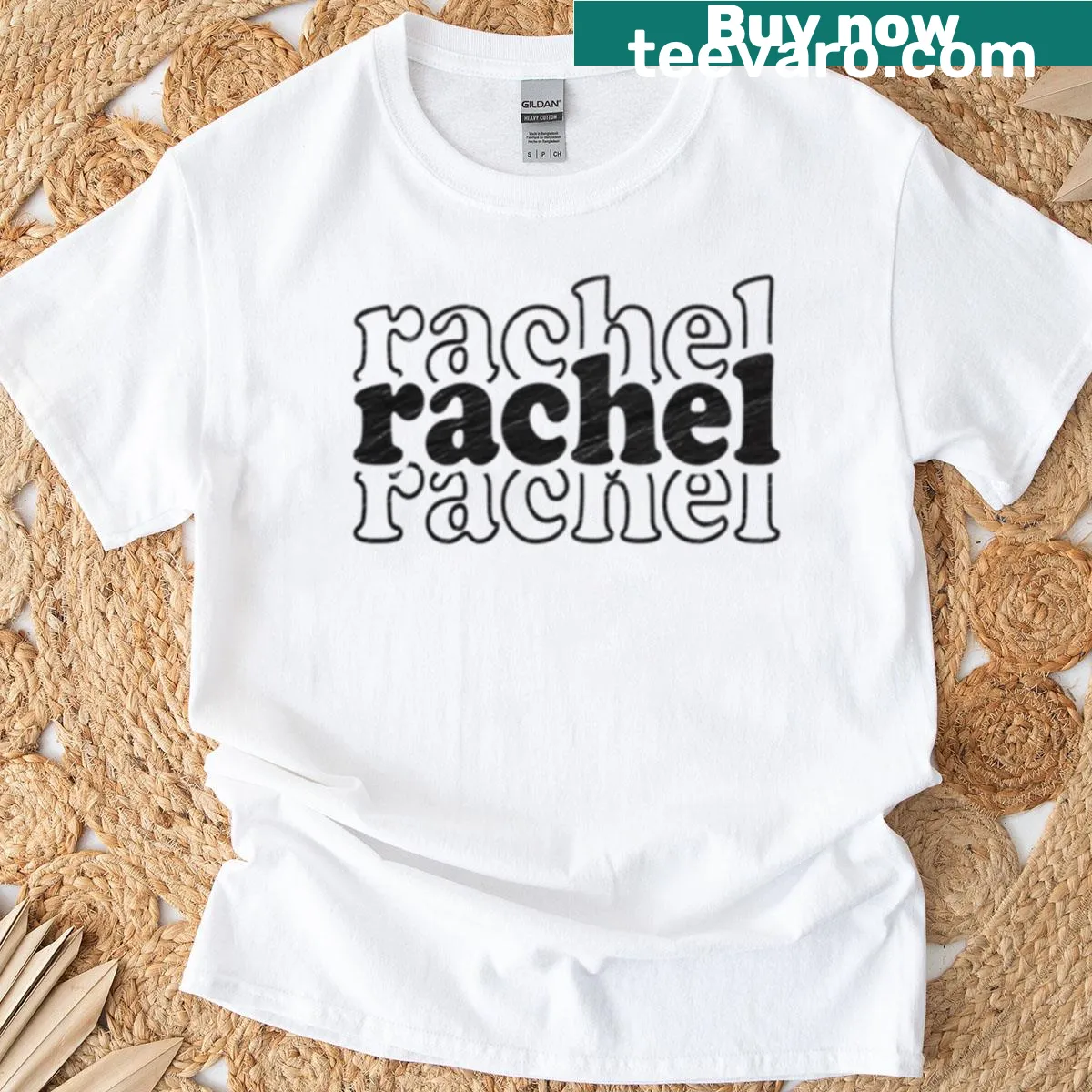 Personalized T-shirt with the name Rachel in stylish typography — on a men's t-shirt